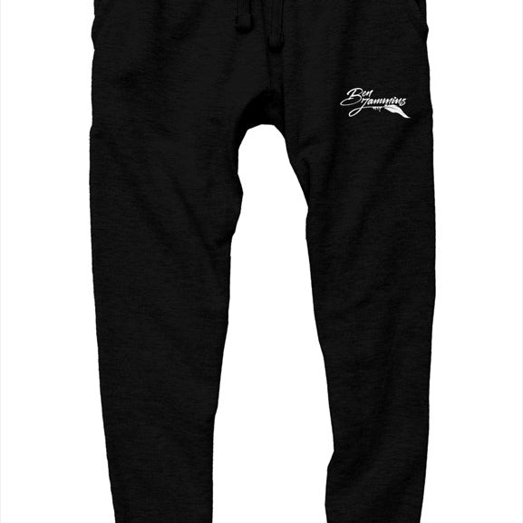 Embroidered Jammins' premium joggers (White on Black)
